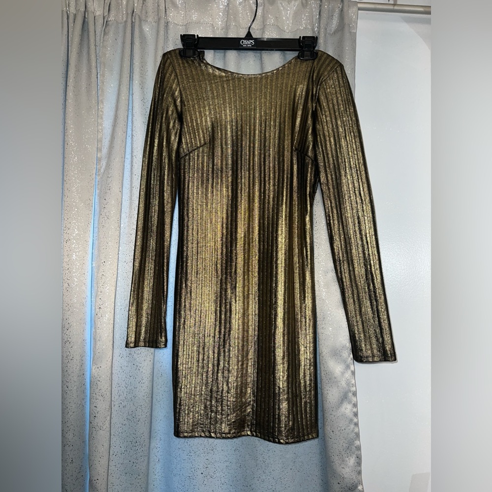 Gold open back dress